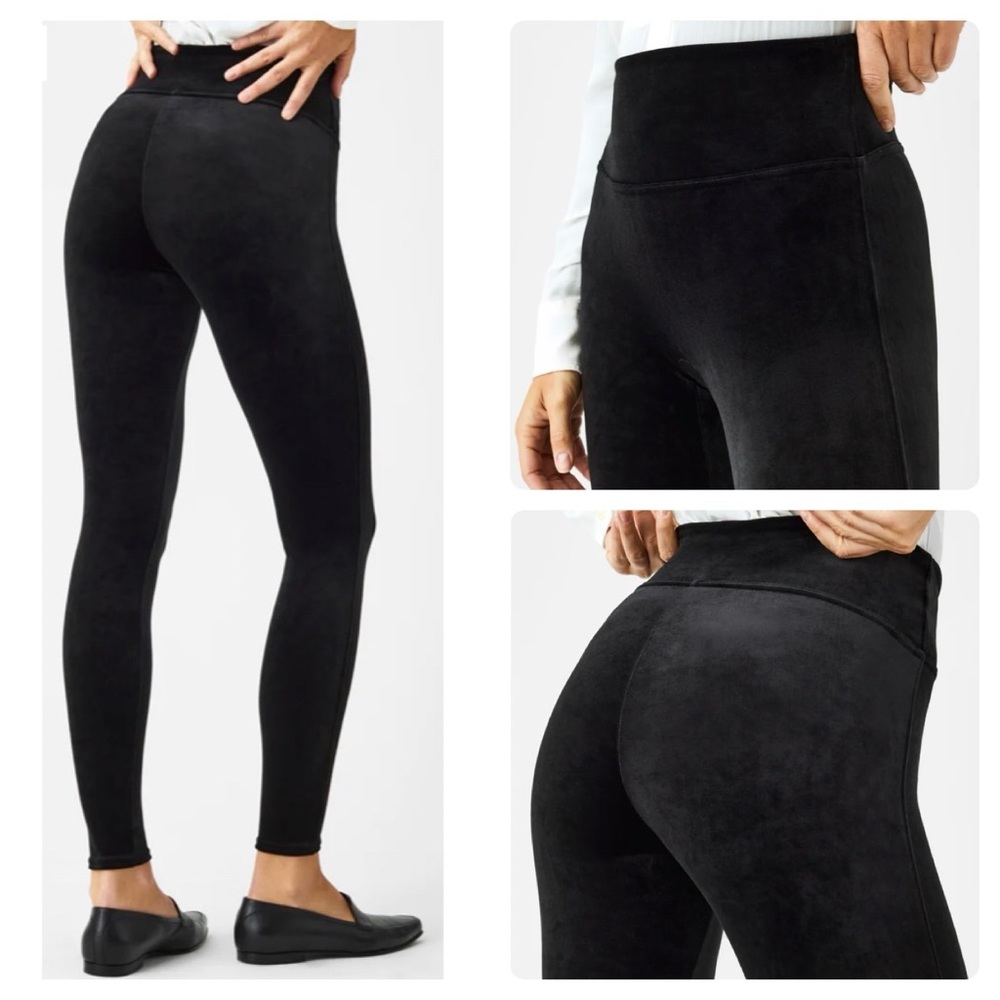 SPANX - Power Waistband Velvet Leggings NWOT - Black - Size Large